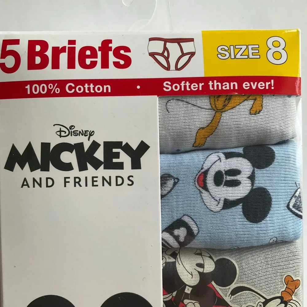 Disney Mickey & Friends Bundle of 2 New 5 Pack Briefs Sz 8 100% Cotton Underwear